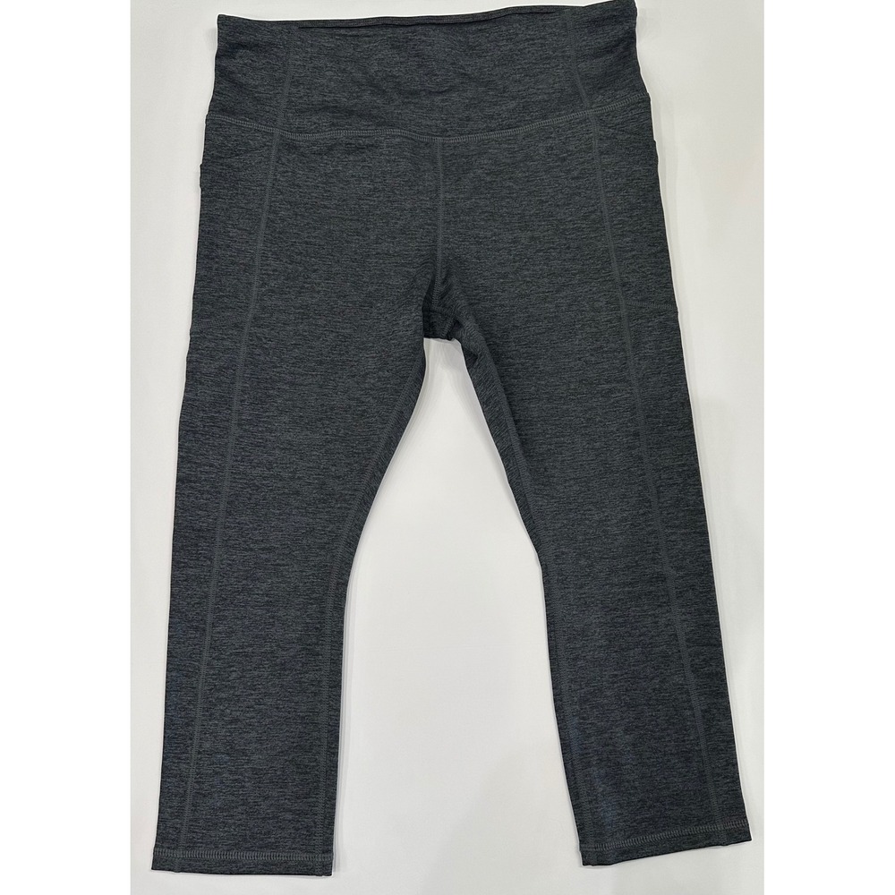 Avia Women Heathered Grey Core Capri Leggings With Side Pockets Size L 12-14
